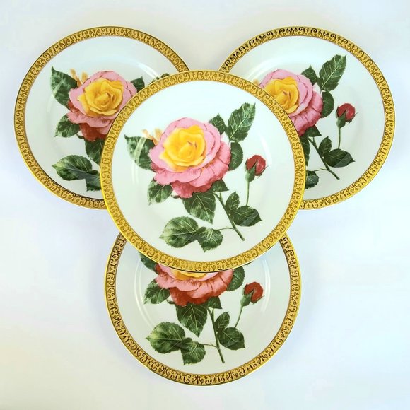 Vintage - Gold Buffet Royal Gallery - Pink Rose Pattern - Salad Plates - 6 - Picture 1 of 12